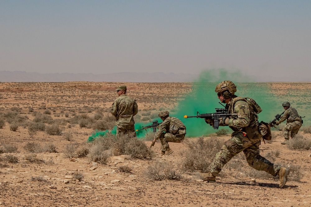 Dry-fire squad exercise at the Ben Ghilouf Training Area in Tunisia during African Lion 2022