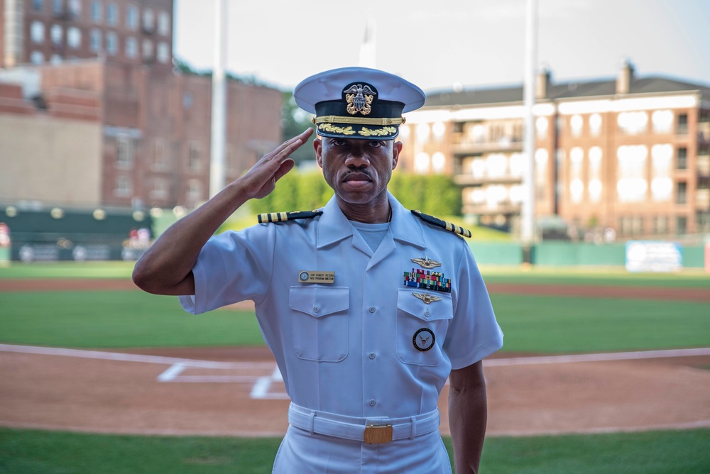 Sailor Performs Colors at Autozone Park During Navy Week Memphis
