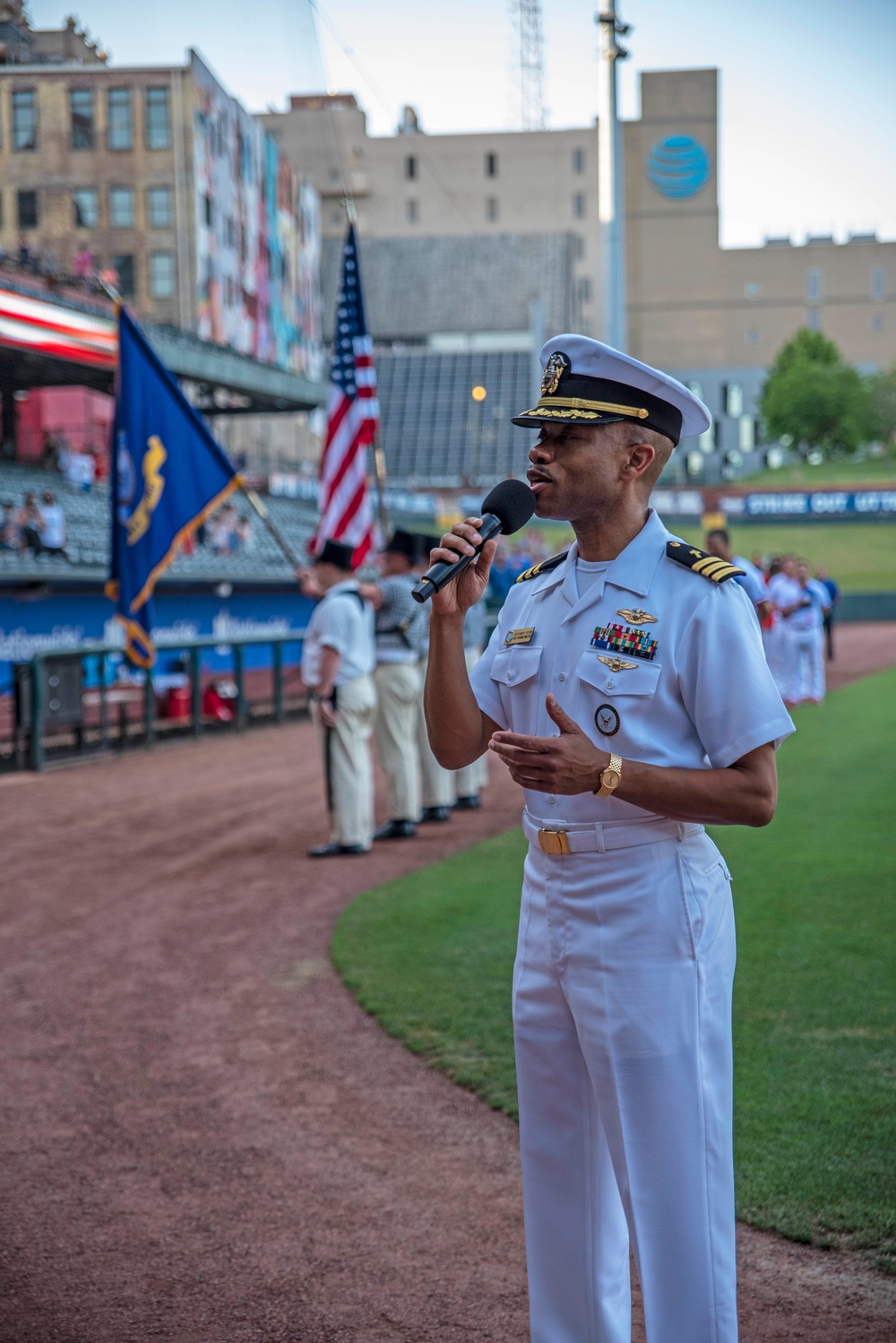 Sailor Performs Colors at Autozone Park During Navy Week Memphis