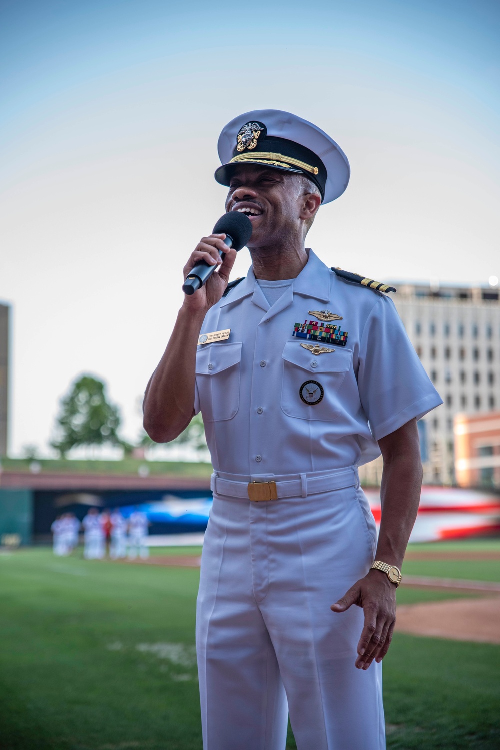 Sailor Performs Colors at Autozone Park During Navy Week Memphis