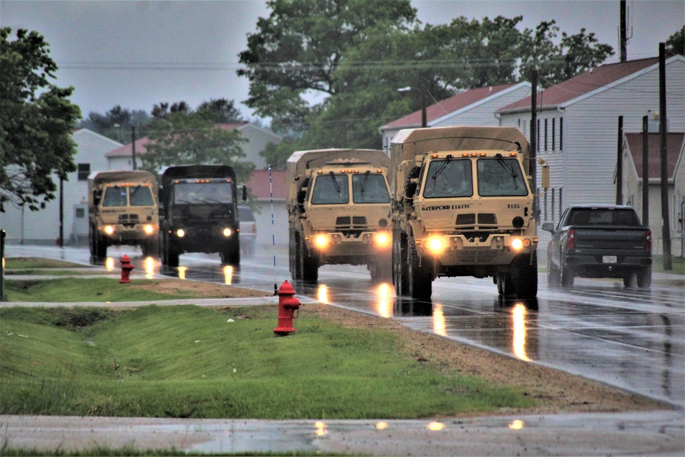 Rainy day convoy at Fort McCoy