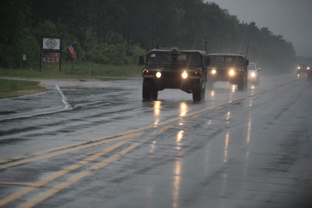Rainy day convoy at Fort McCoy