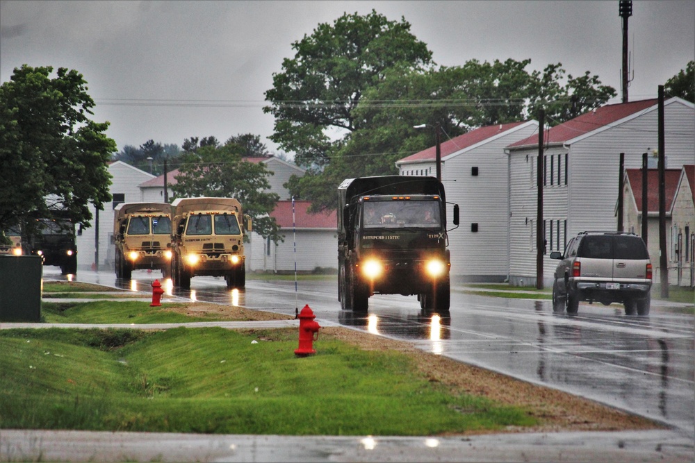 Rainy day convoy at Fort McCoy