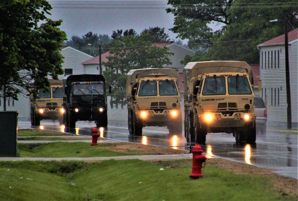 Rainy day convoy at Fort McCoy