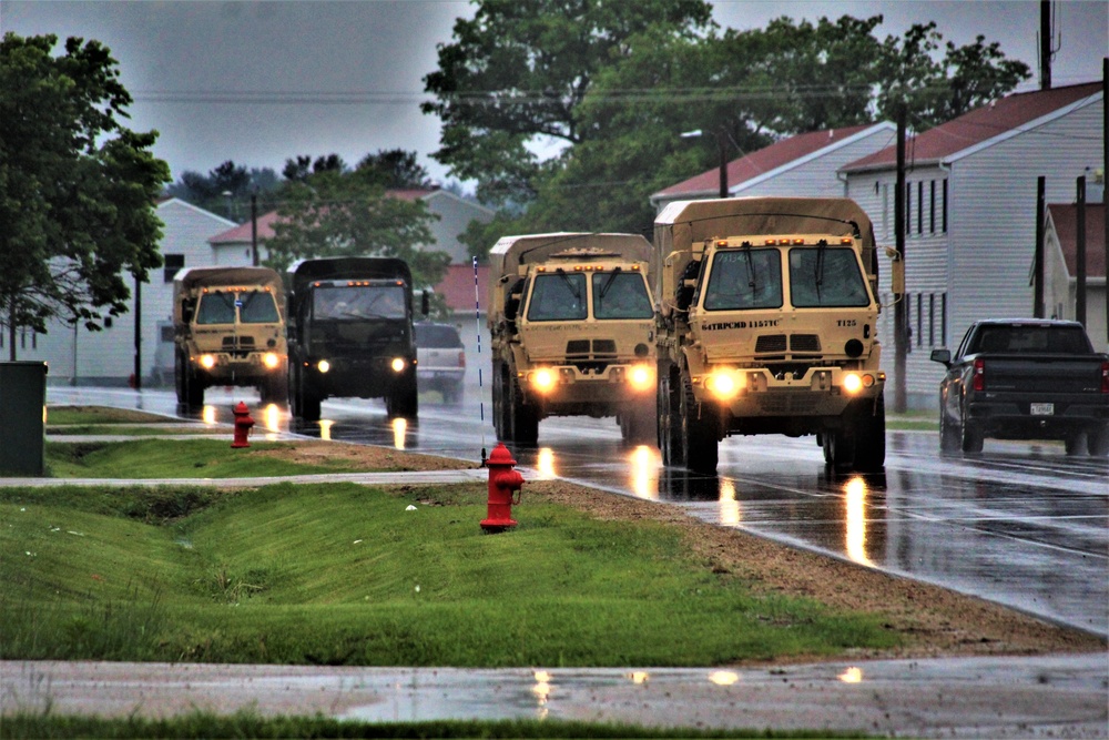 Rainy day convoy at Fort McCoy