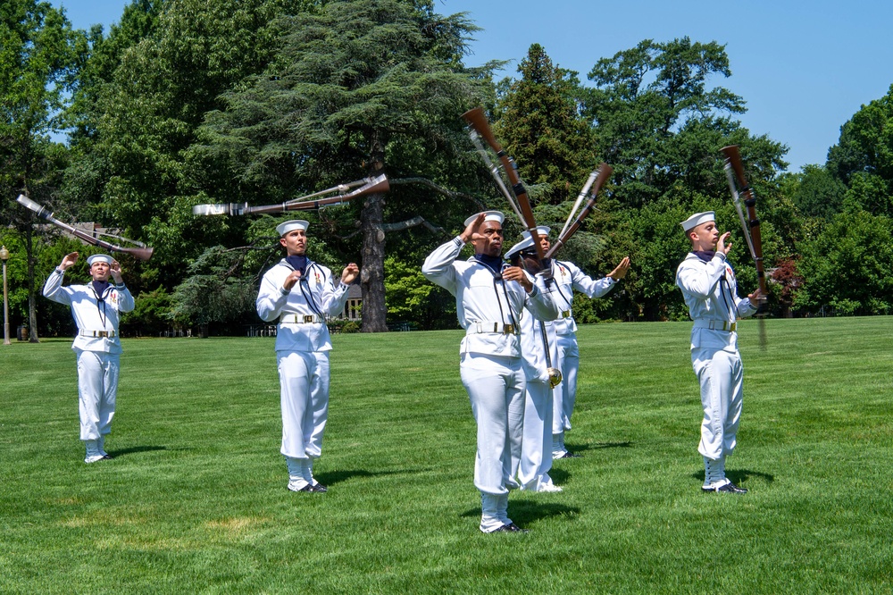 U.S. Navy Ceremonial Guard perform at the Memphis Museum of Science and History during Navy Week Memphis
