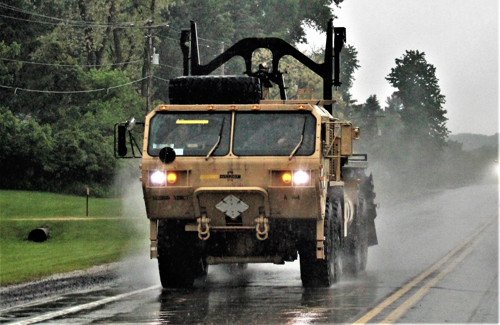 Rainy day convoy at Fort McCoy