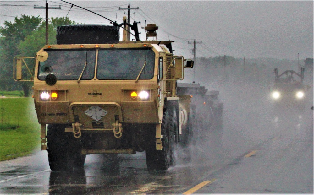 Rainy day convoy at Fort McCoy