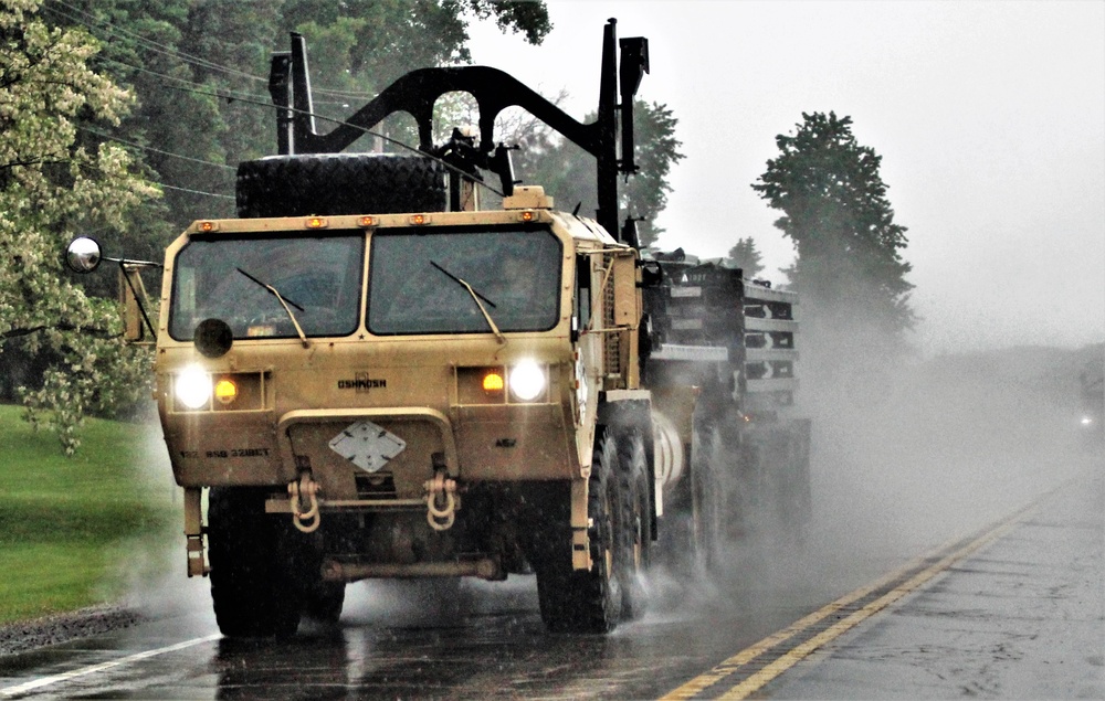 Rainy day convoy at Fort McCoy
