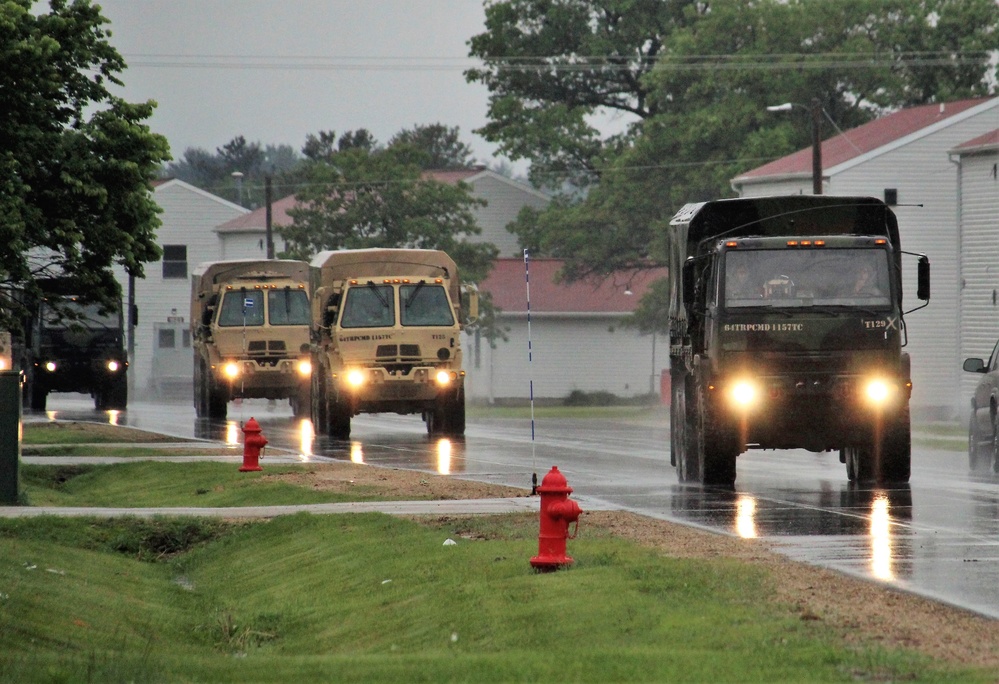 Rainy day convoy at Fort McCoy