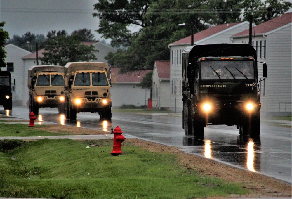Rainy day convoy at Fort McCoy