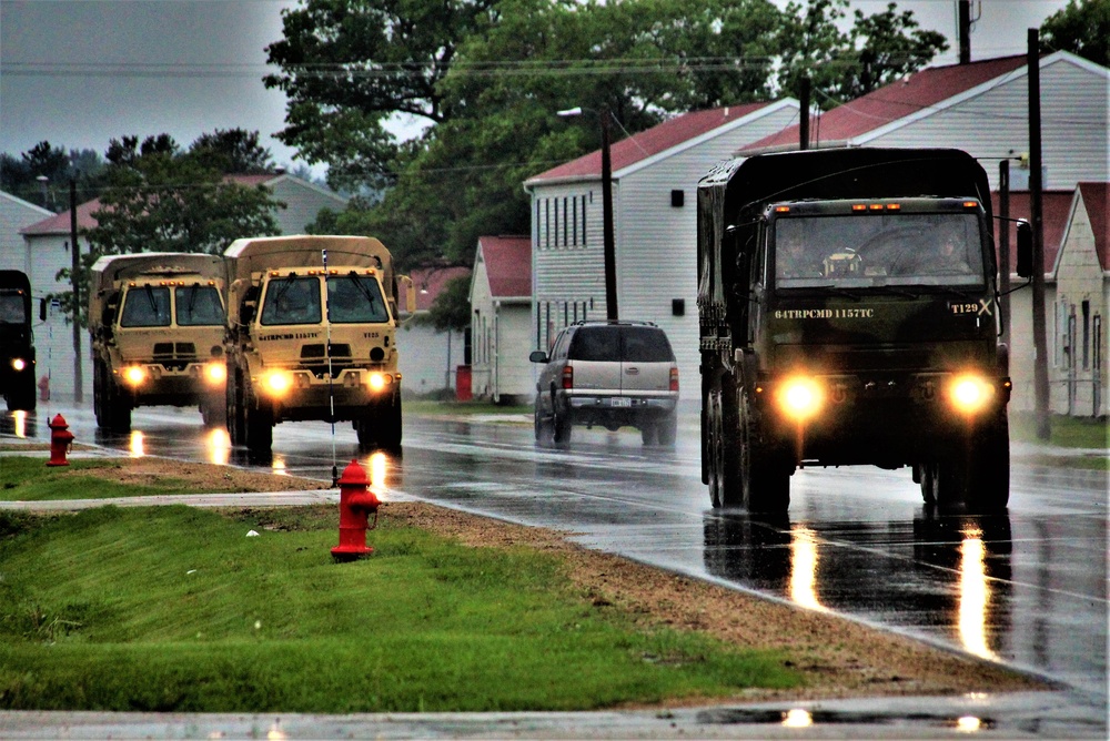 Rainy day convoy at Fort McCoy