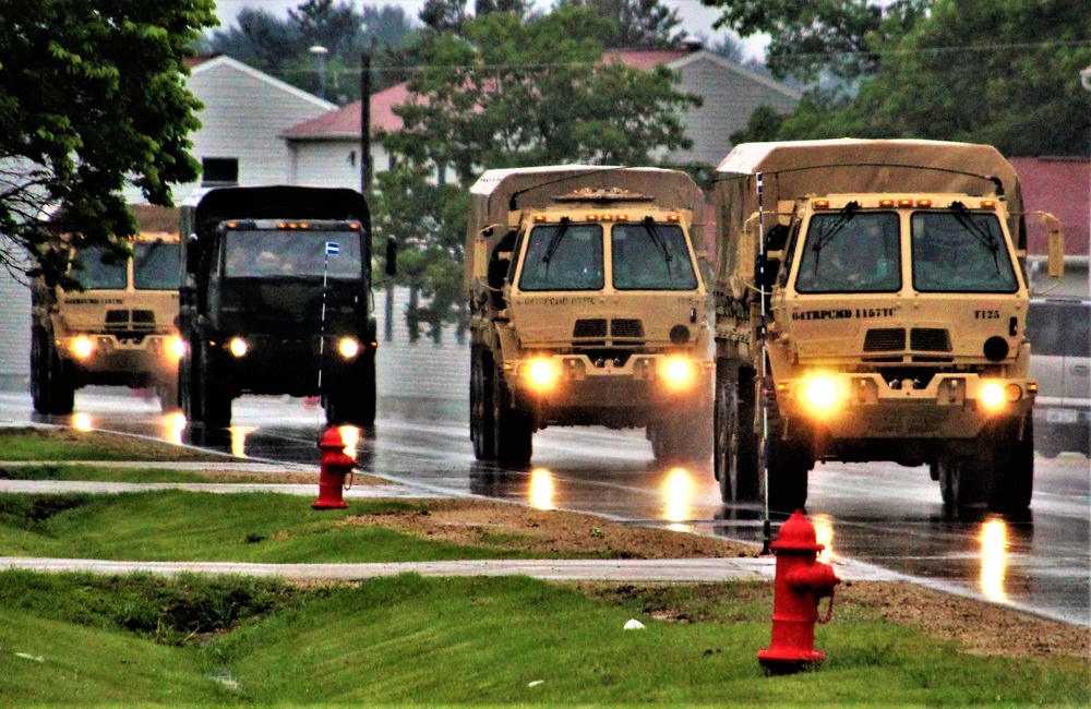 Rainy day convoy at Fort McCoy