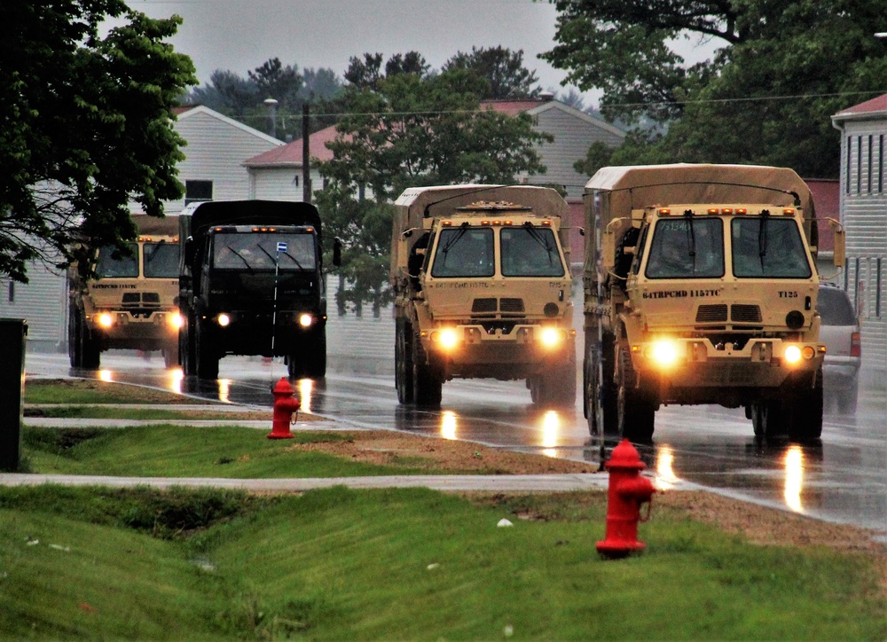 Rainy day convoy at Fort McCoy