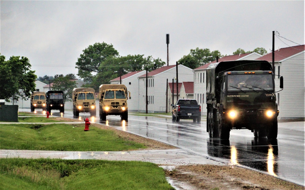 Rainy day convoy at Fort McCoy