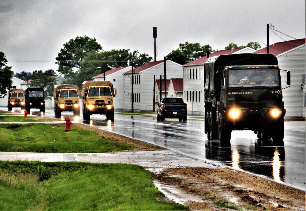Rainy day convoy at Fort McCoy