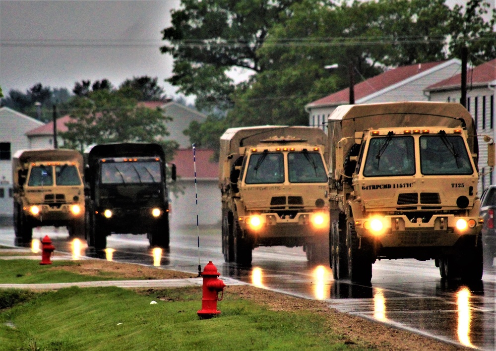Rainy day convoy at Fort McCoy