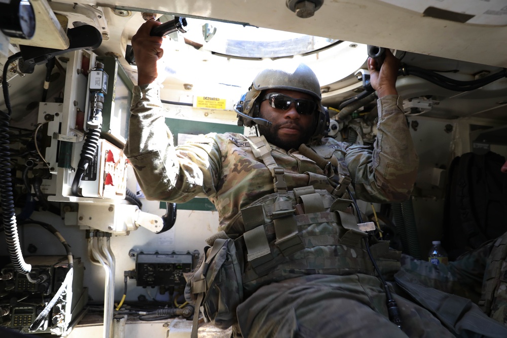 Army Pfc. Travis Dickerson, Charlie Battery 2-138th Field Artillery