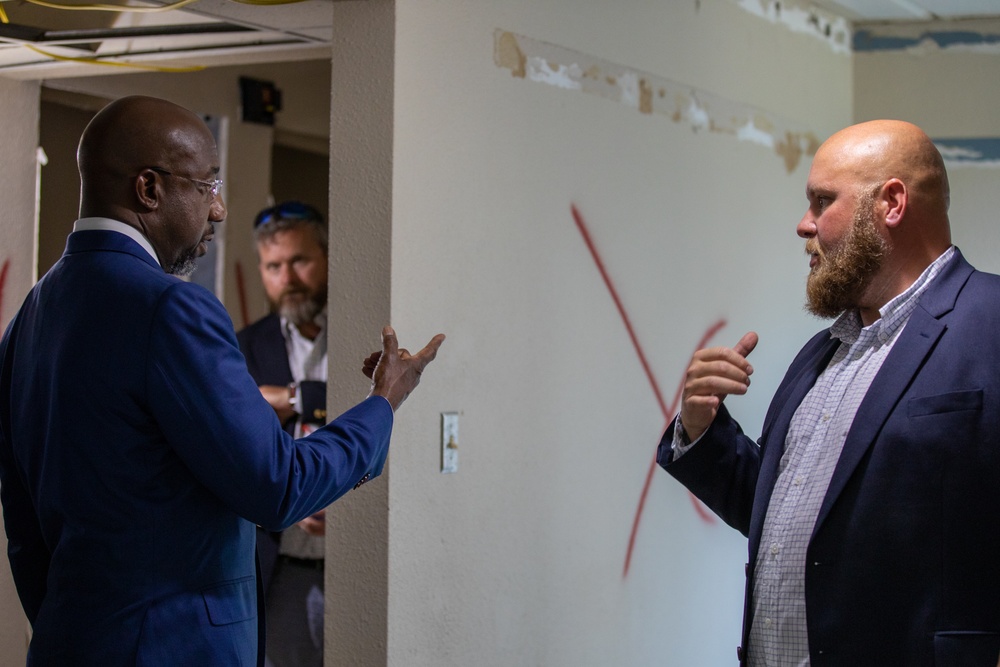 US Senator Raphael Warnock visits Fort Stewart