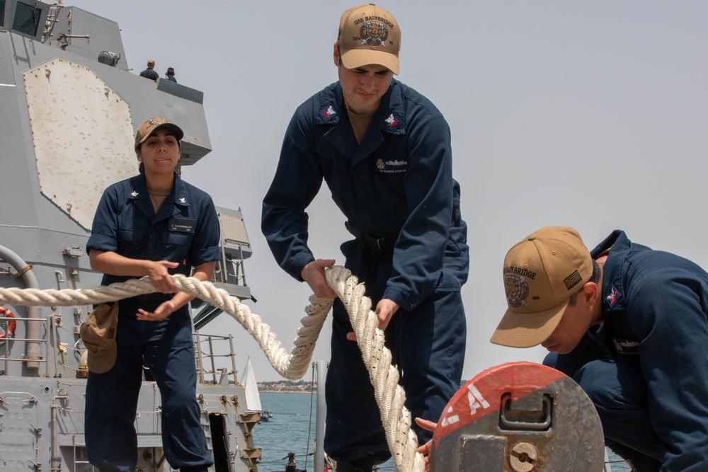 The USS Bainbridge is on a scheduled deployment in the U.S. Naval Forces Europe area of operations, employed by U.S. Sixth Fleet to defend U.S., Allied and Partner interests.