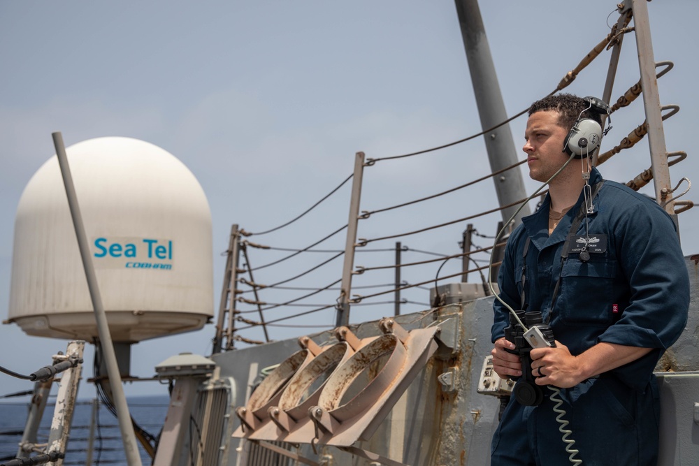 The USS Bainbridge is on a scheduled deployment in the U.S. Naval Forces Europe area of operations, employed by U.S. Sixth Fleet to defend U.S., Allied and Partner interests.