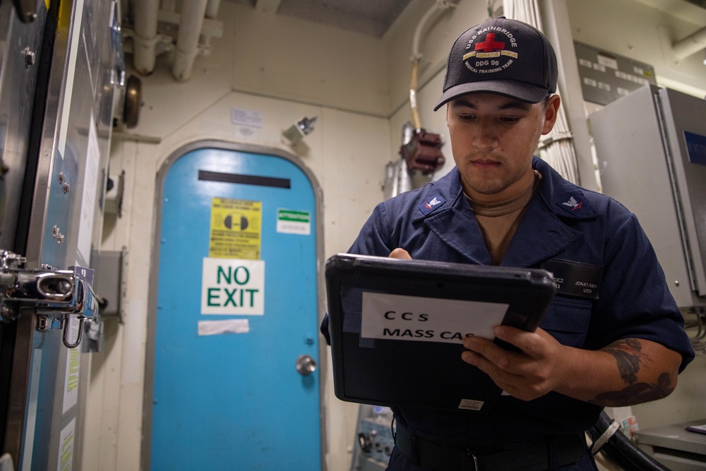 The USS Bainbridge is on a scheduled deployment in the U.S. Naval Forces Europe area of operations, employed by U.S. Sixth Fleet to defend U.S., Allied and Partner interests.