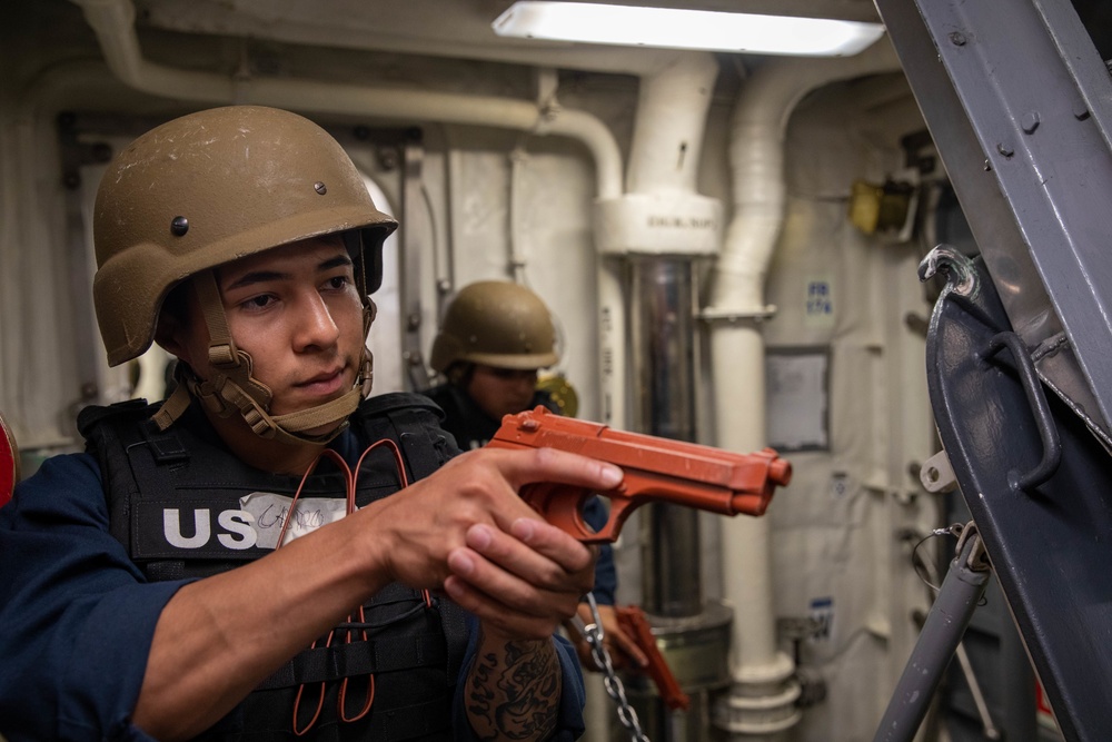 The USS Bainbridge is on a scheduled deployment in the U.S. Naval Forces Europe area of operations, employed by U.S. Sixth Fleet to defend U.S., Allied and Partner interests.