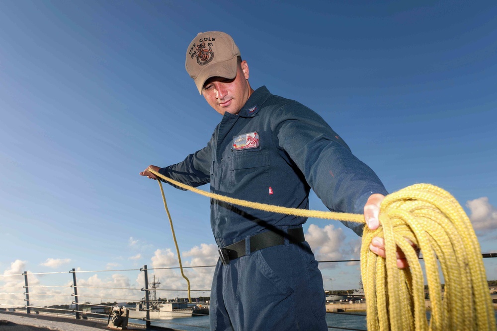 USS Cole Conducts gets underway in Rota, Spain