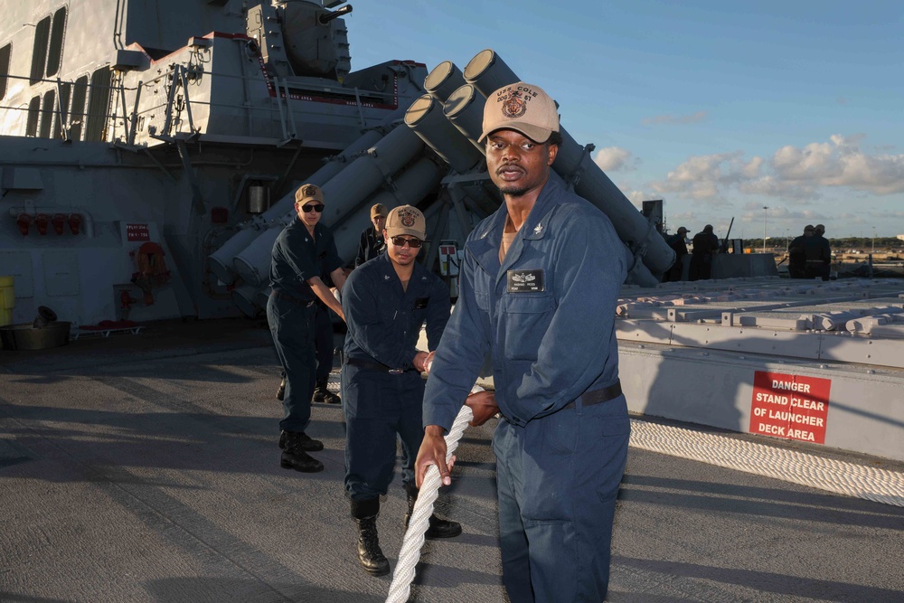 USS Cole Conducts gets underway in Rota, Spain