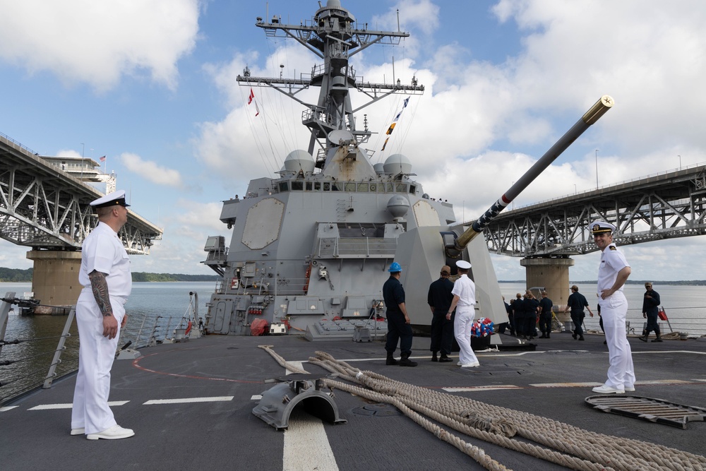 USS Gravely Passes Through Coleman Bridge