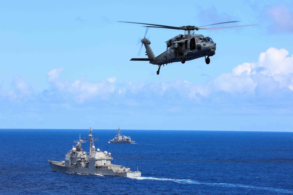 Abraham Lincoln Carrier Strike Group, Japan Maritime Self-Defense Force, Royan Australian Navy conduct Helicopter Visit, Board, Search, Seizure