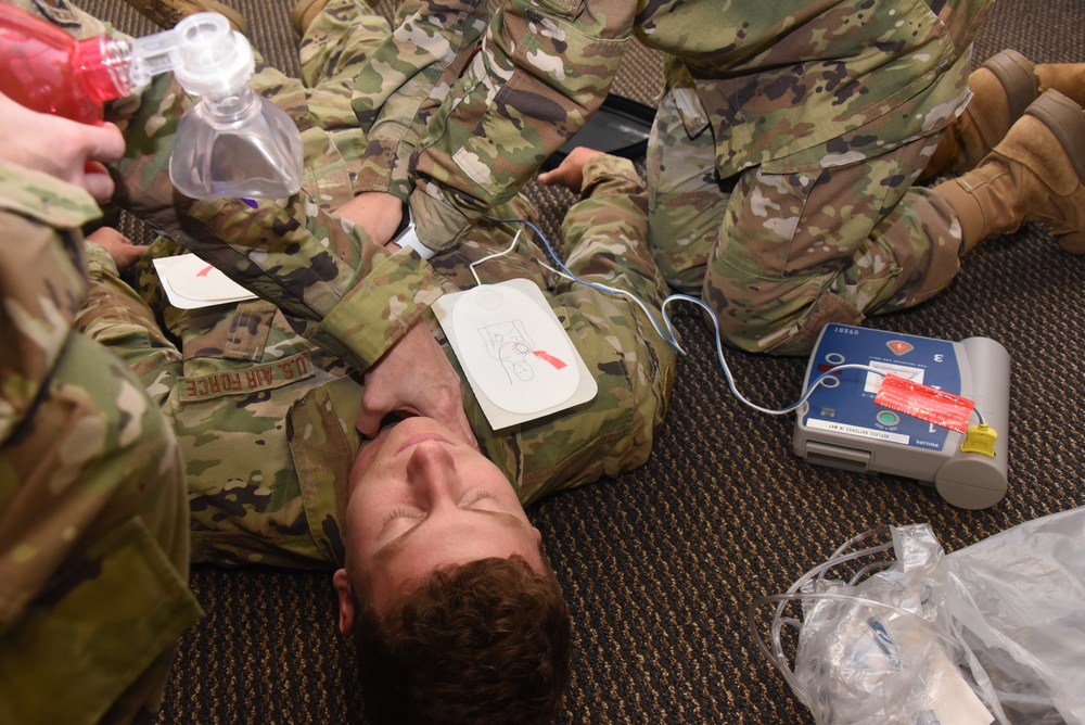 Airman acts as demonstration mannequin