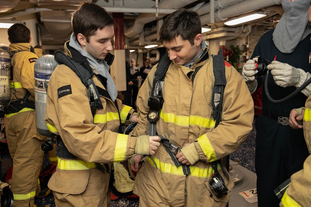 USS George H.W. Bush (CVN 77) Sailors Simulate General Quarters