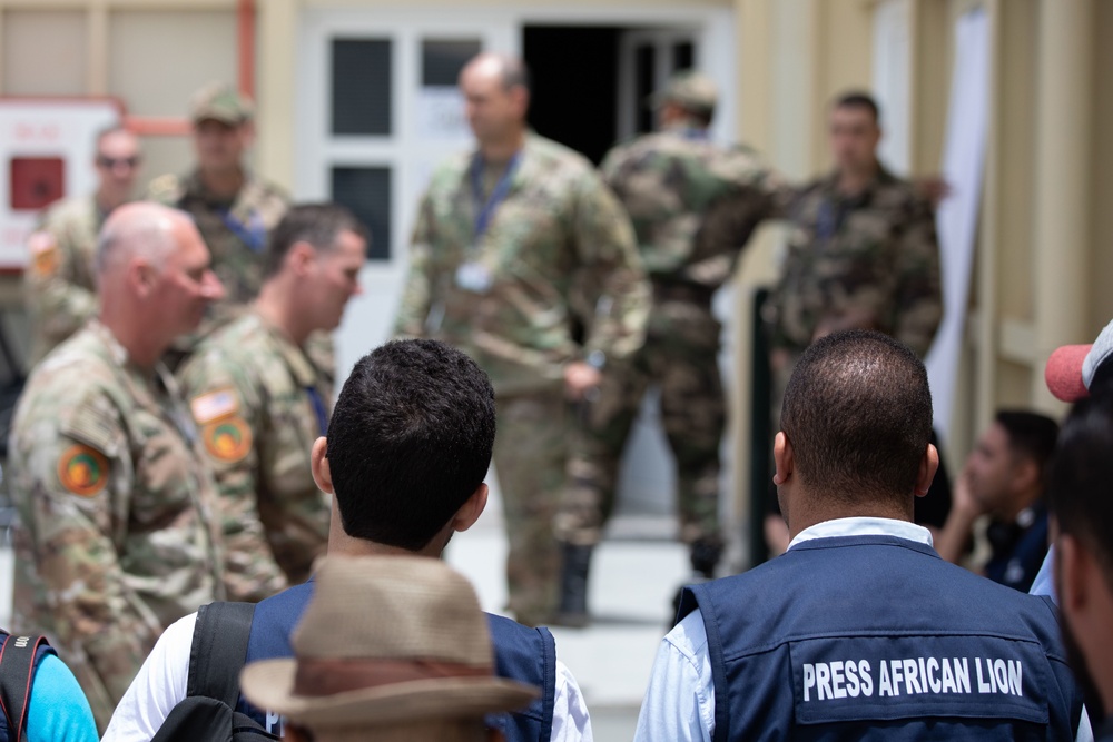 Members of African media visit a combined joint special operations task force operations center in Agadir, Morocco during African Lion 2022
