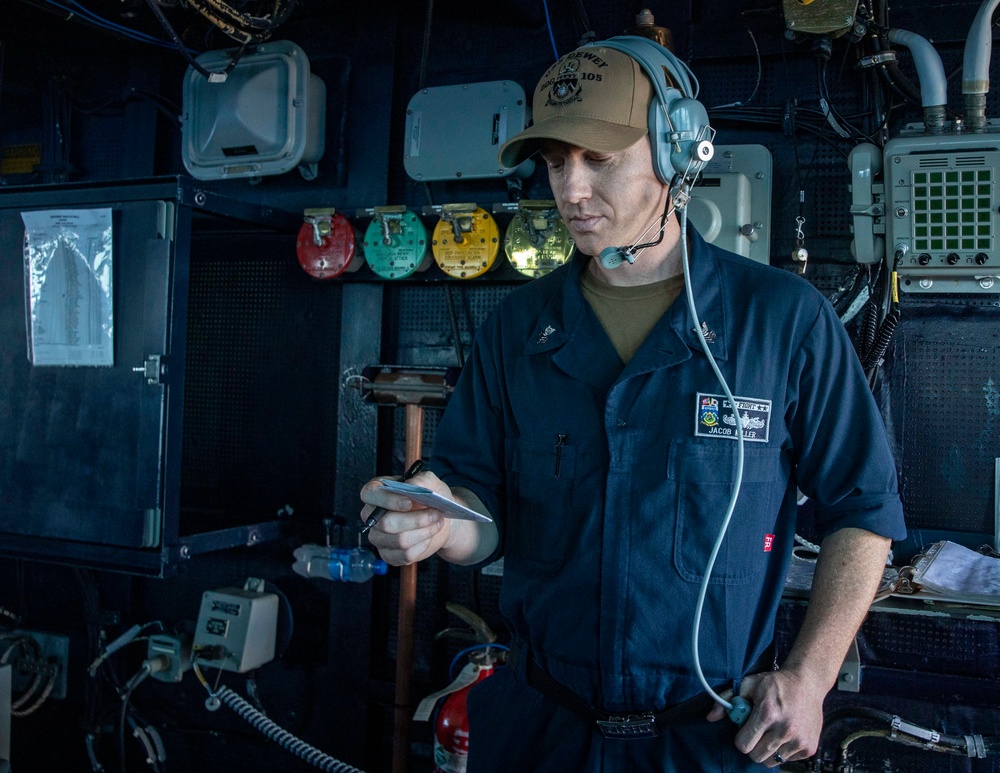 Sailors Aboard USS Dewey (DDG 105) Conduct Replenishment-at-Sea with USNS Guadalupe (T-AO-202)