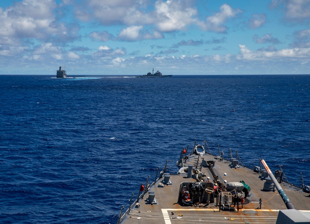 Sailors Aboard USS Dewey (DDG 105) Conduct Replenishment-at-Sea with USNS Guadalupe (T-AO-202)