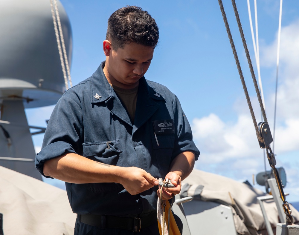 Sailors Aboard USS Dewey (DDG 105) Conduct Replenishment-at-Sea with USNS Guadalupe (T-AO-202)