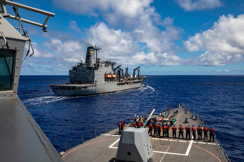 Sailors Aboard USS Dewey (DDG 105) Conduct Replenishment-at-Sea with USNS Guadalupe (T-AO-202)