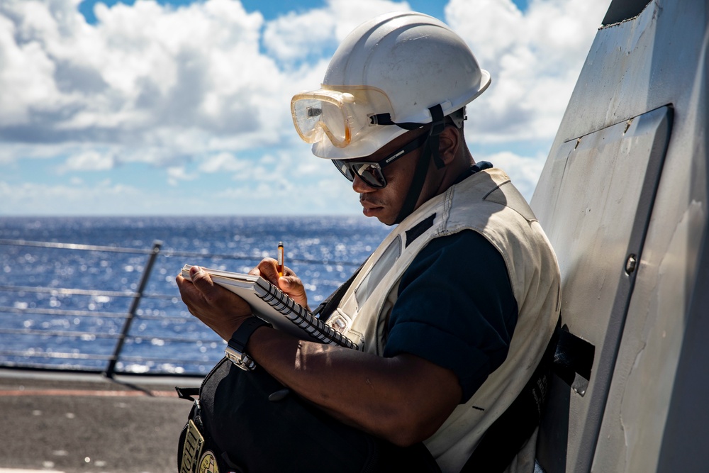 Sailors Aboard USS Dewey (DDG 105) Conduct Replenishment-at-Sea with USNS Guadalupe (T-AO-202)