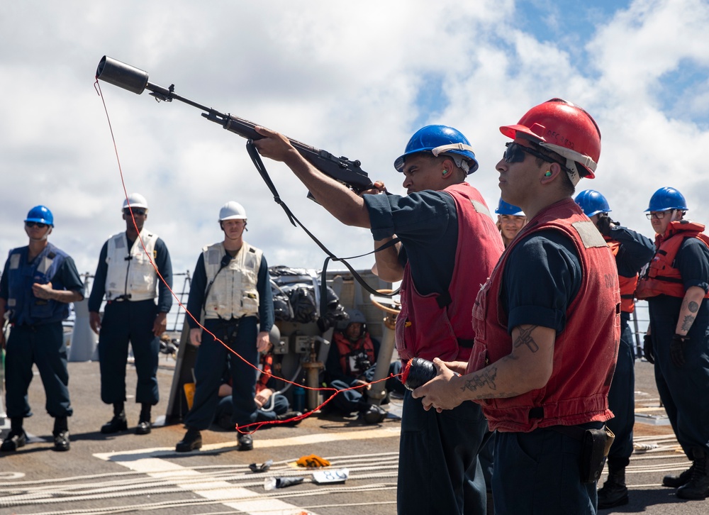 Sailors Aboard USS Dewey (DDG 105) Conduct Replenishment-at-Sea with USNS Guadalupe (T-AO-202)