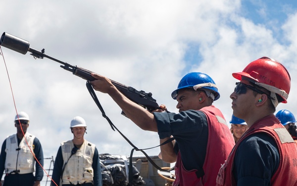 Sailors Aboard USS Dewey (DDG 105) Conduct Replenishment-at-Sea with USNS Guadalupe (T-AO-202)