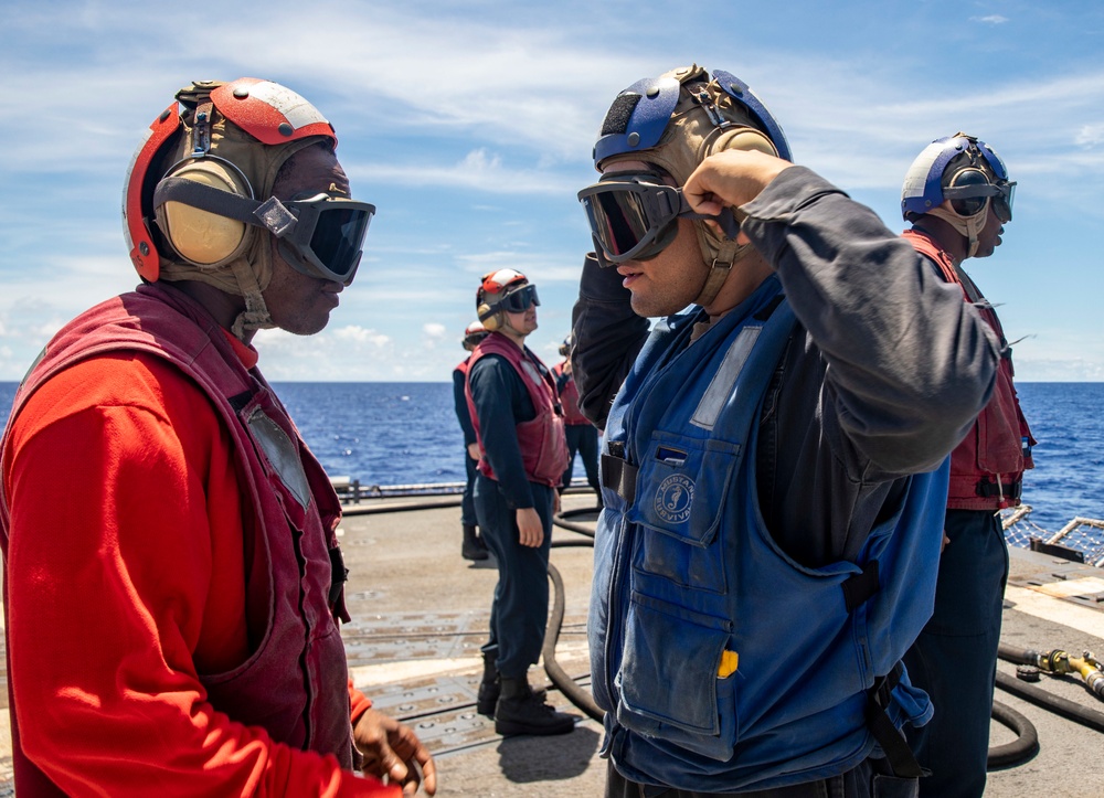 Sailors Aboard USS Dewey (DDG 105) Conduct Aircraft Refueling Training