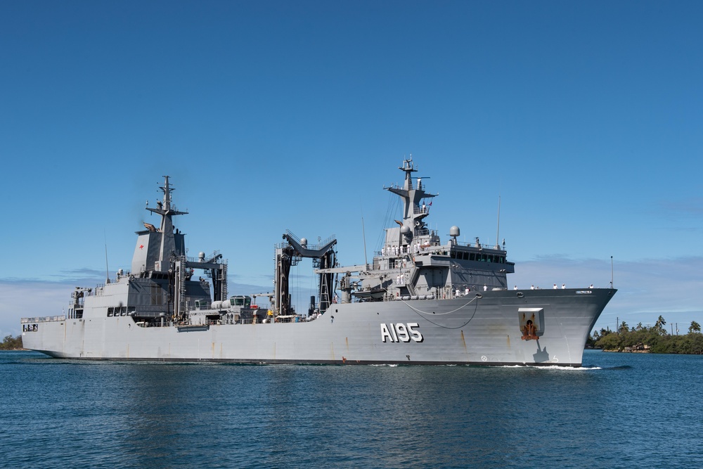 Royal Australian Navy ship HMAS Supply (A 195) arrives at Pearl Harbor for RIMPAC 2022