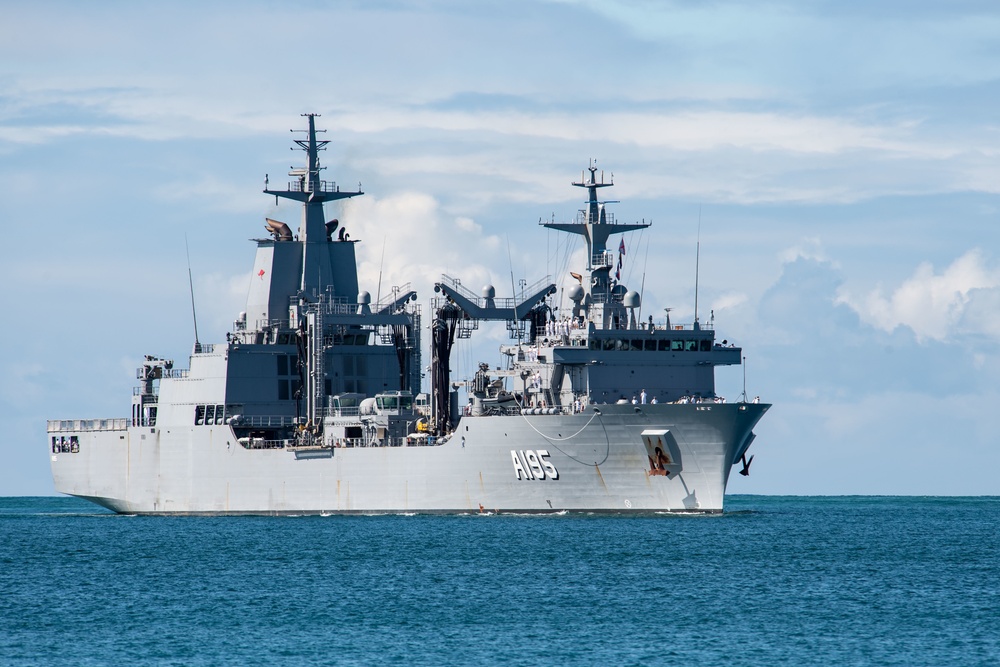 Royal Australian Navy ship HMAS Supply (A195) arrives at Pearl Harbor for RIMPAC 2022