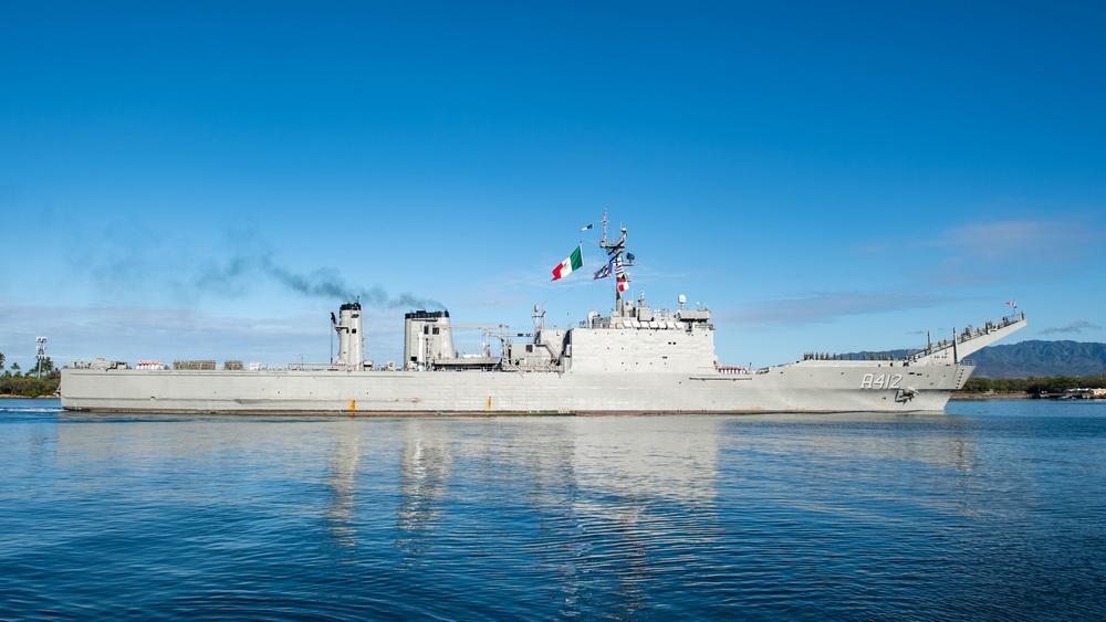 Mexican Navy tank landing ship ARM Usumacinta (A-412) arrives at Pearl Harbor for RIMPAC 2022