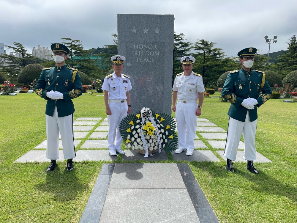 CTF 74 Lays Wreath in Busan, Republic of Korea