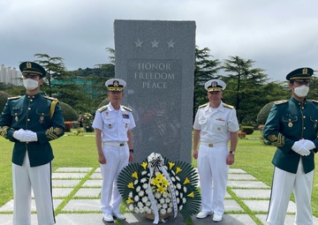 CTF 74 Lays Wreath in Busan, Republic of Korea