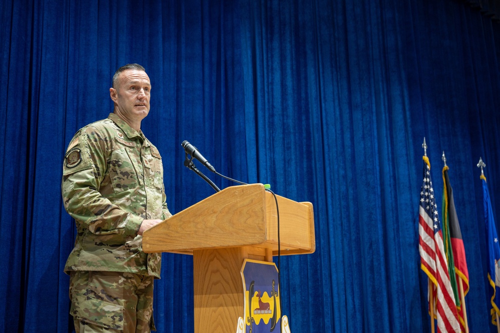 386th EAMXS assumption of command: Maj. Cory A. Staudinger succeeds Lt. Col. Dale Ellis