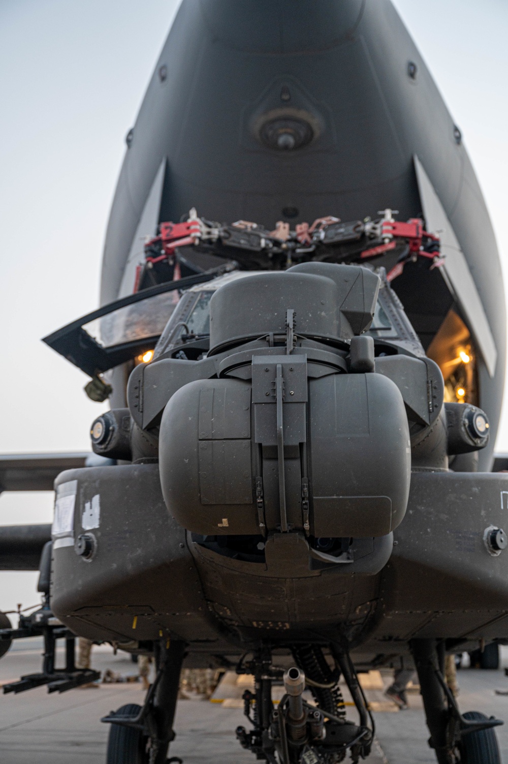 U.S. Air Force and Army conduct movement of Apache helicopters