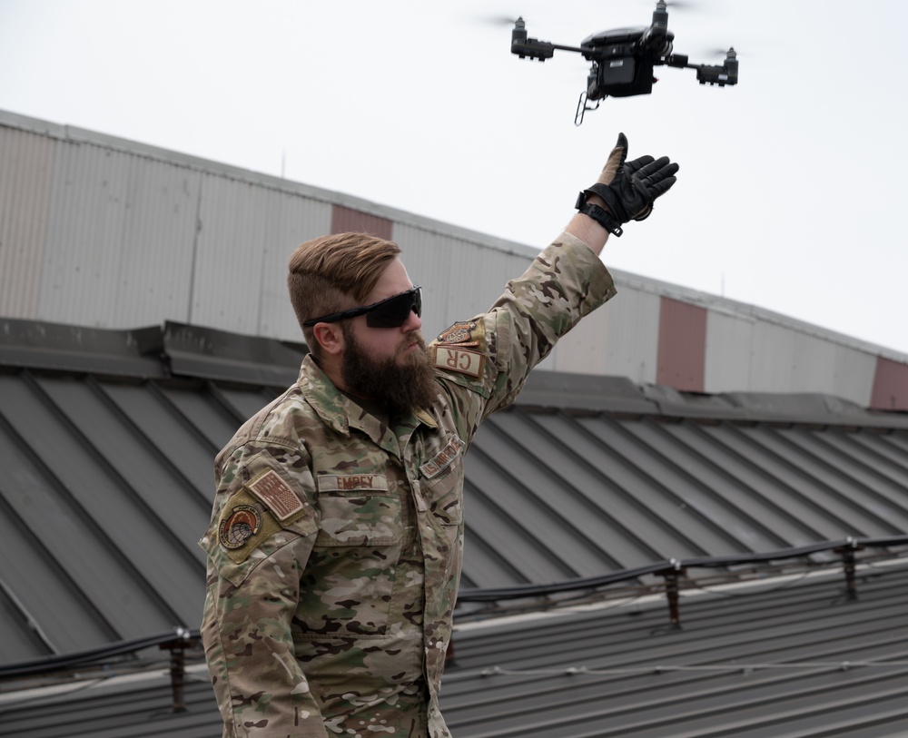 621st CRS teams up with 787th CES to inspect Hangar 1